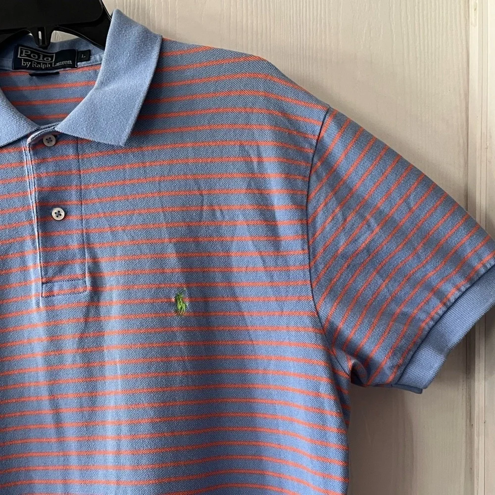 Ralph Lauren Sky Blue with Orange Stripes Polo Shirt